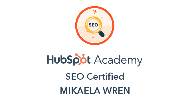 Mikaela Wren HubSpot SEO Certified