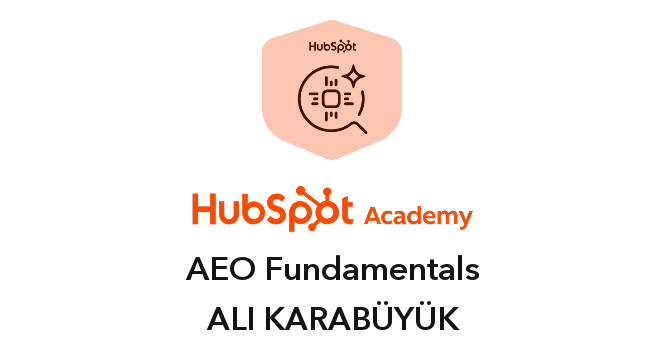HubSpot Academy AEO Fundamentals sertifika rozeti