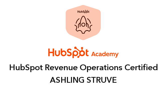 HubSpot Revenue Operations Certified badge earned by Ashling Struve