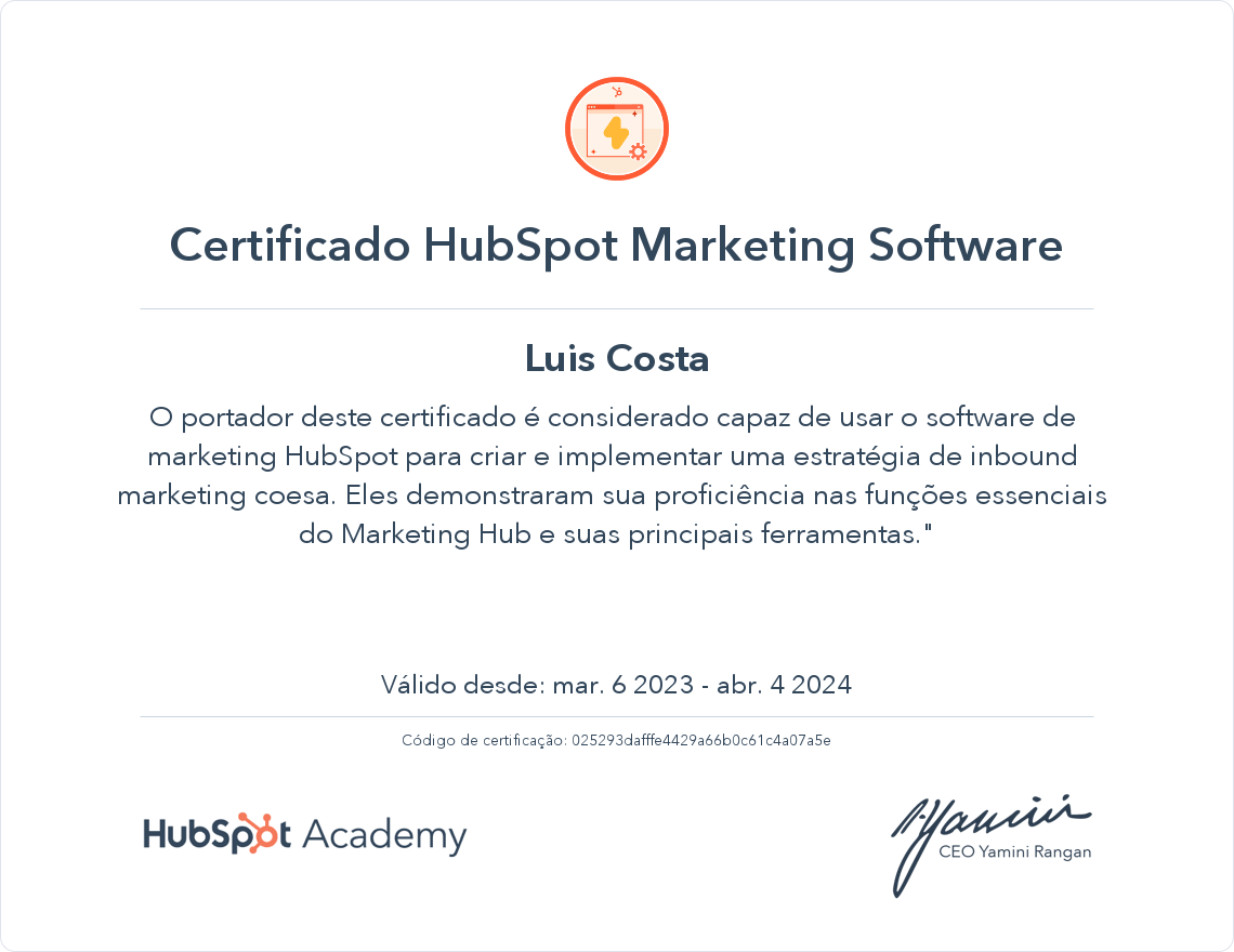 Seu certificado