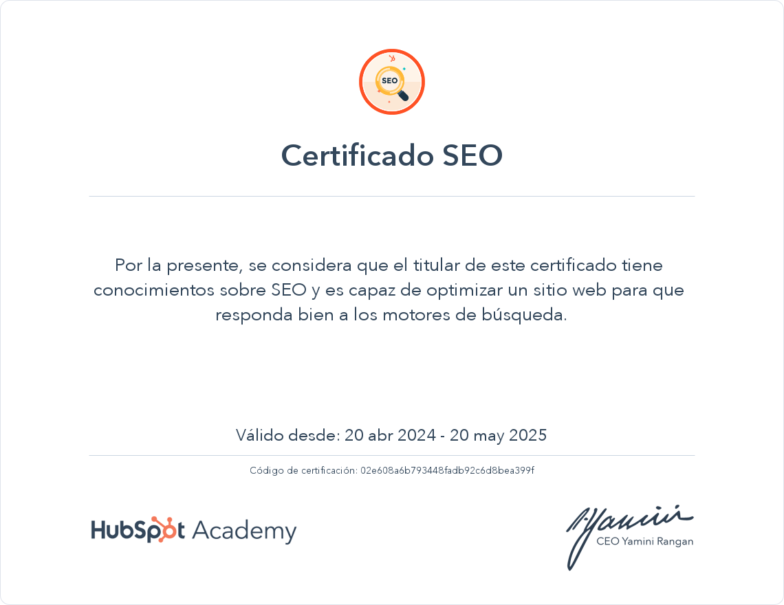 HubSpot Academy SEO Certification