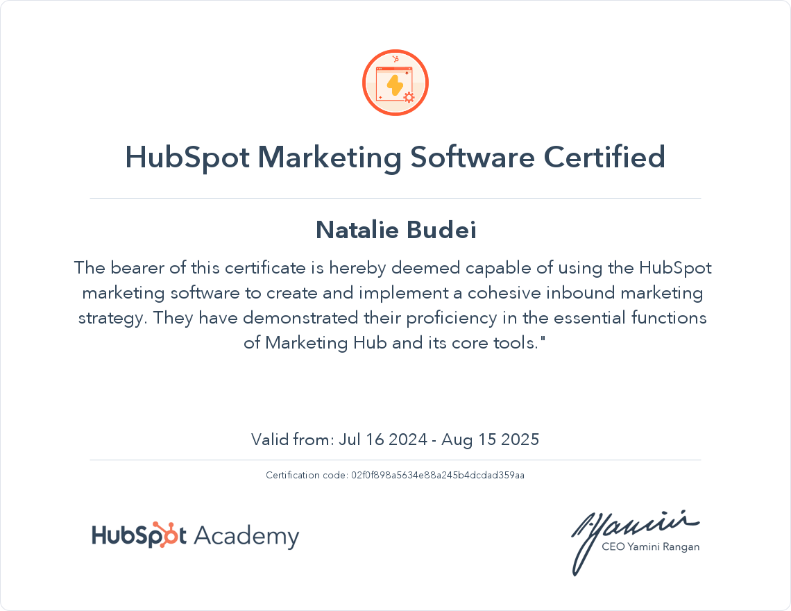 Your certificate