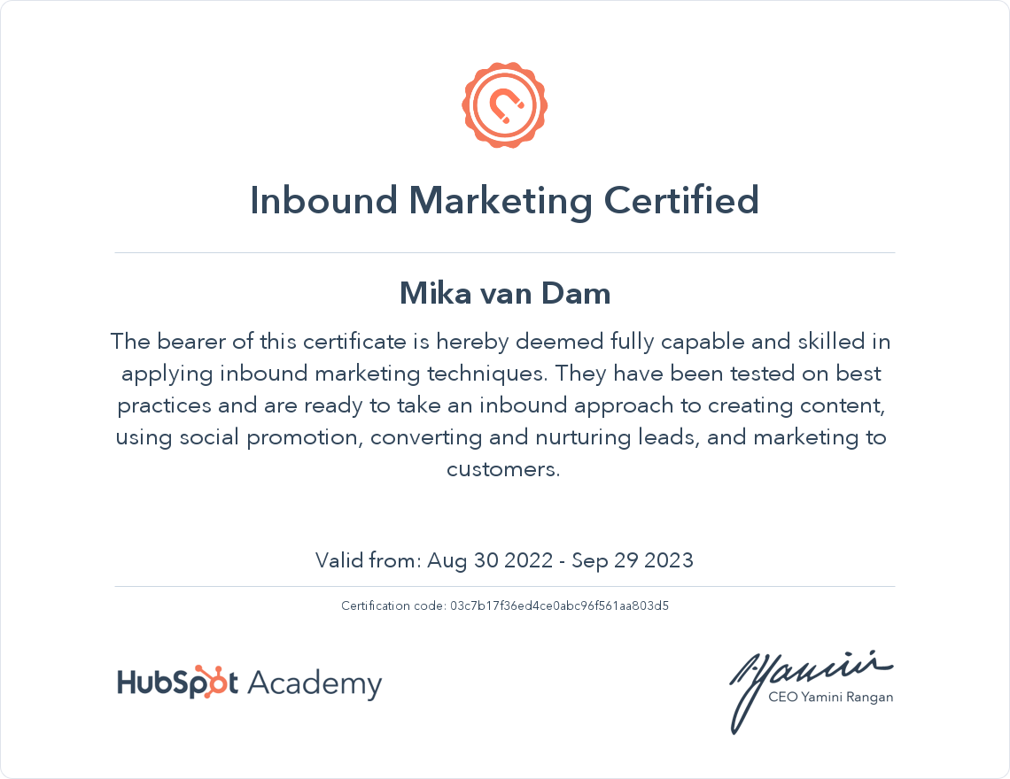 Your certificate
