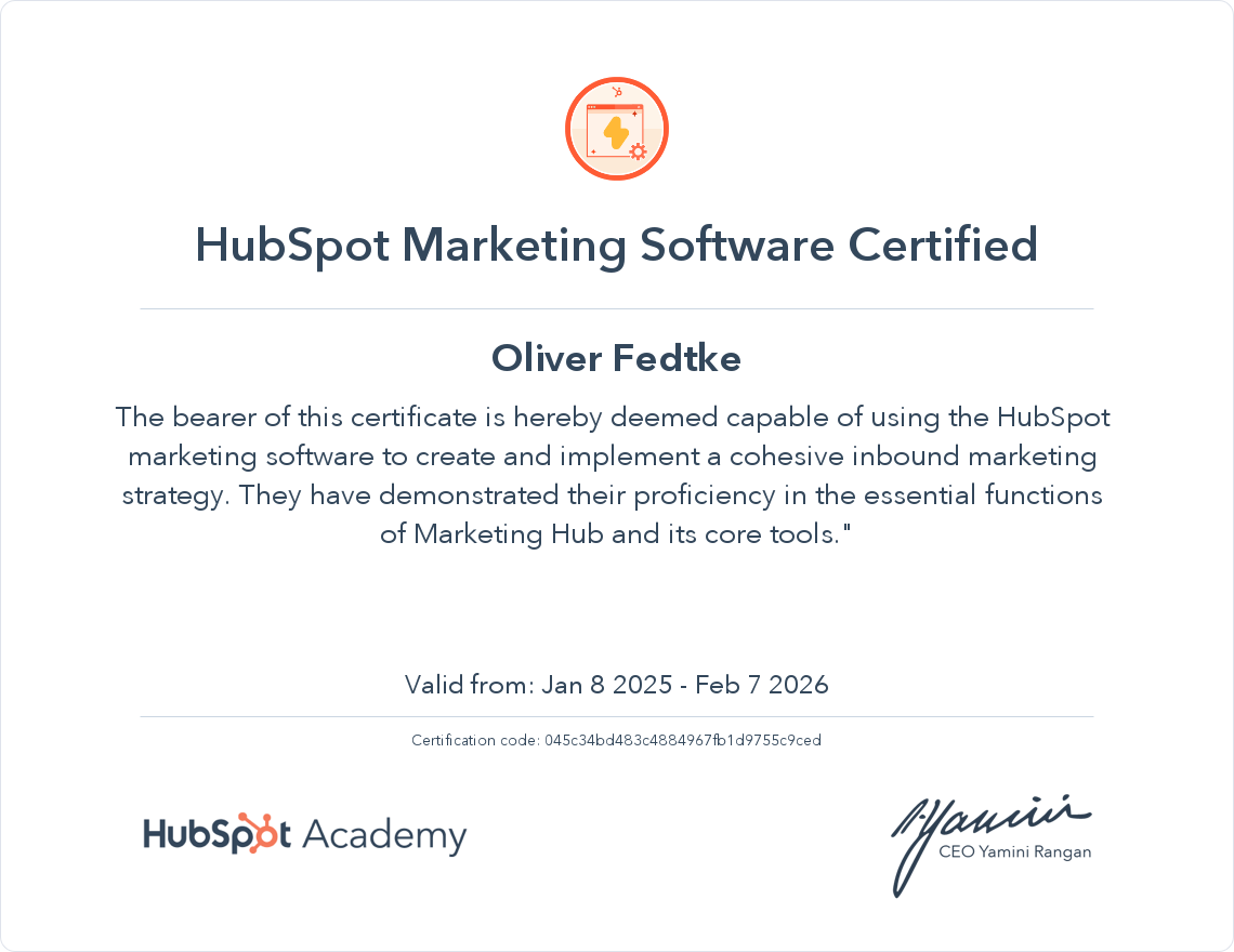 Your certificate