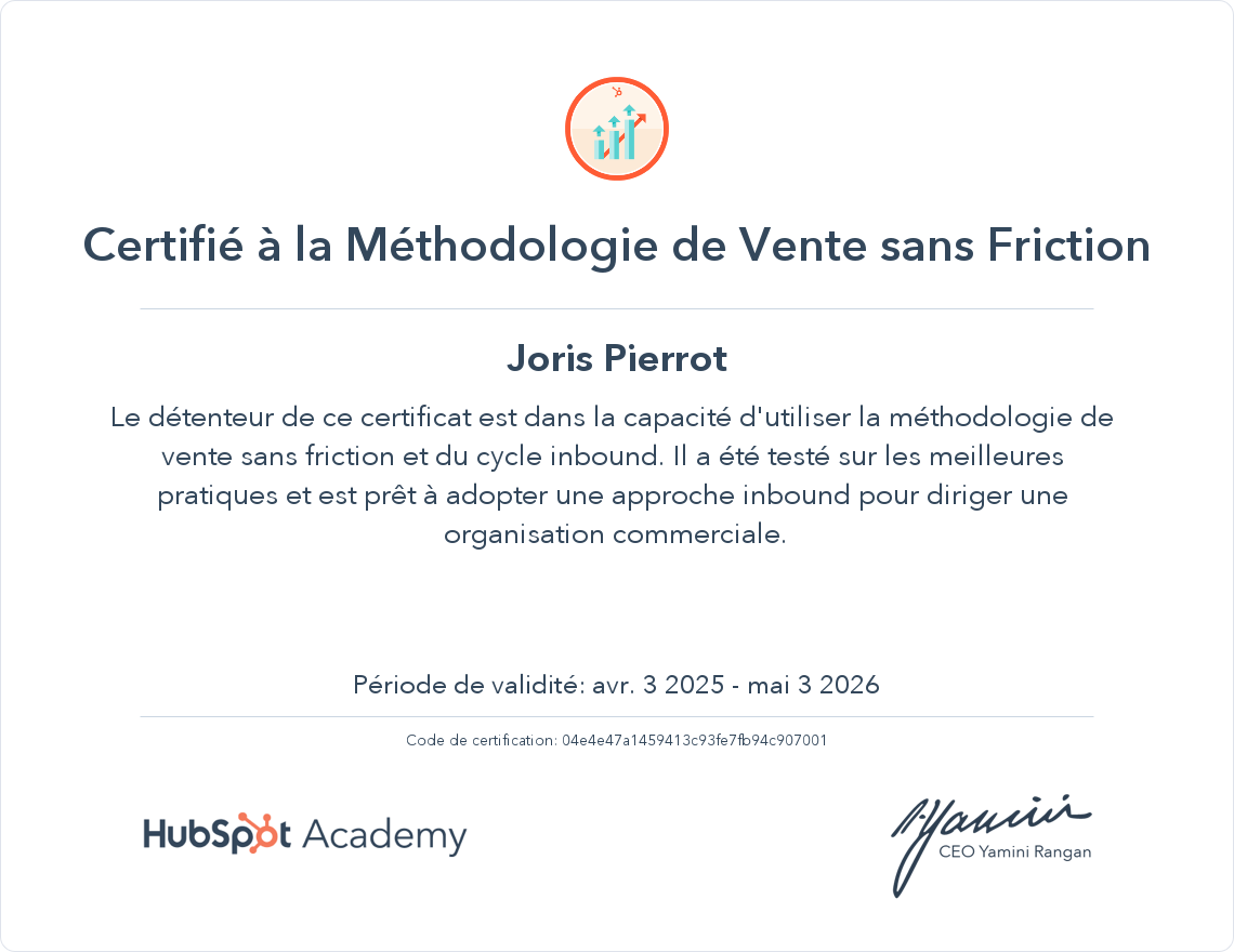 Votre certificat