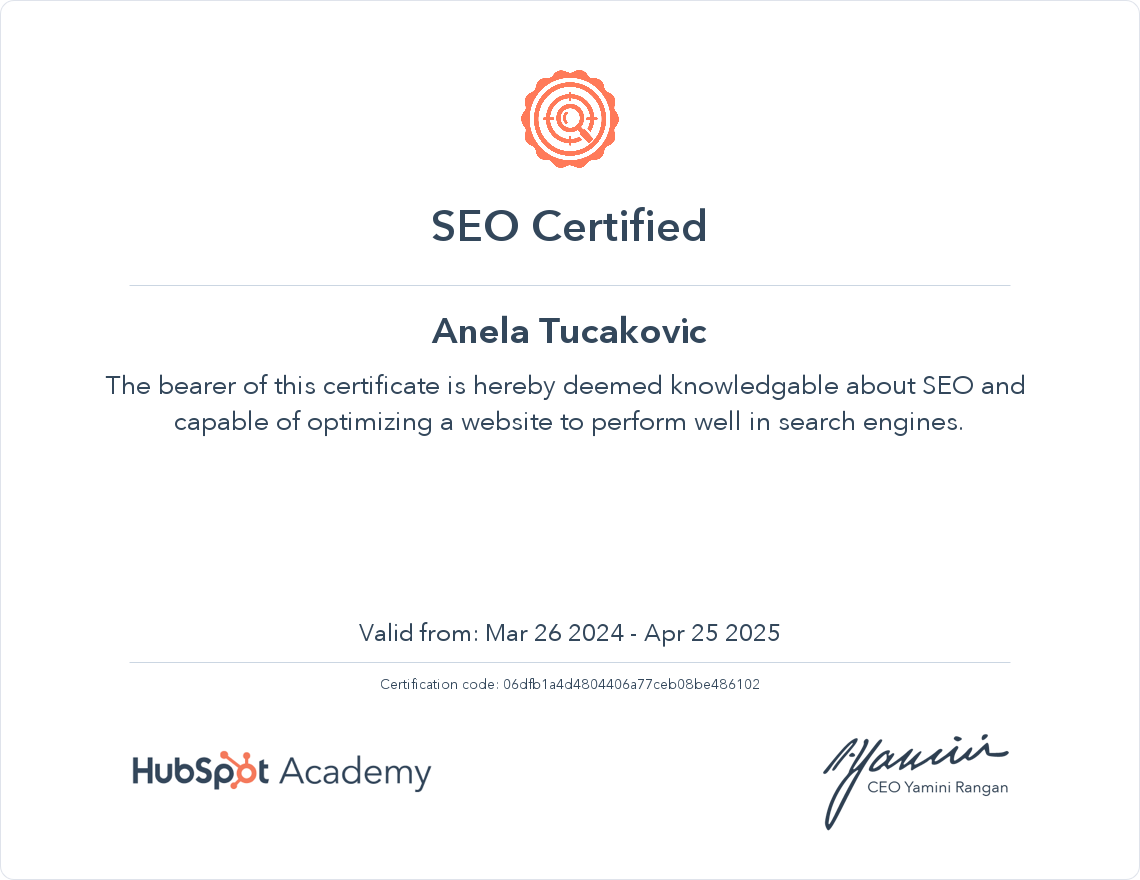 Your certificate