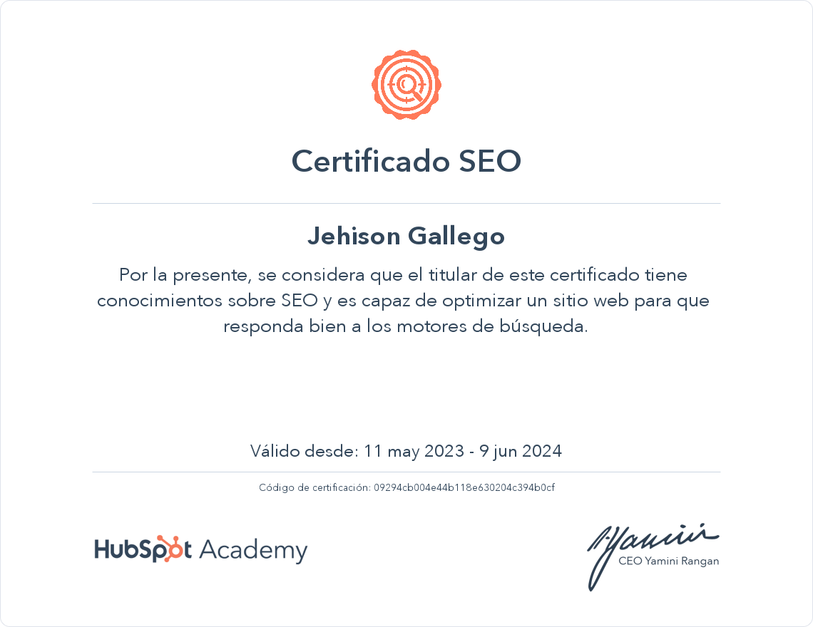 HubSpot Academy SEO Certification