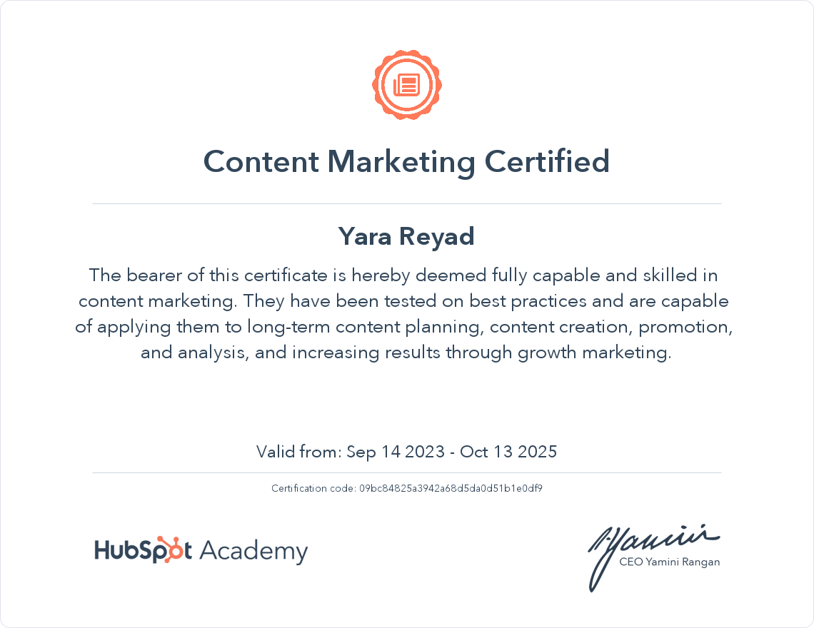 Your certificate