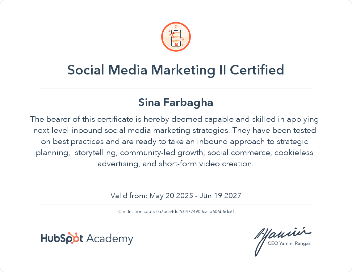 Your certificate