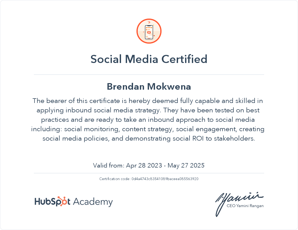 Your certificate