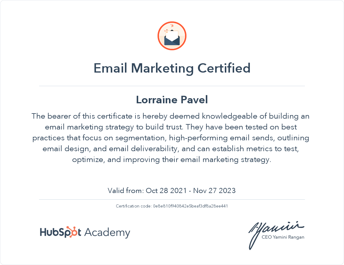 Your certificate