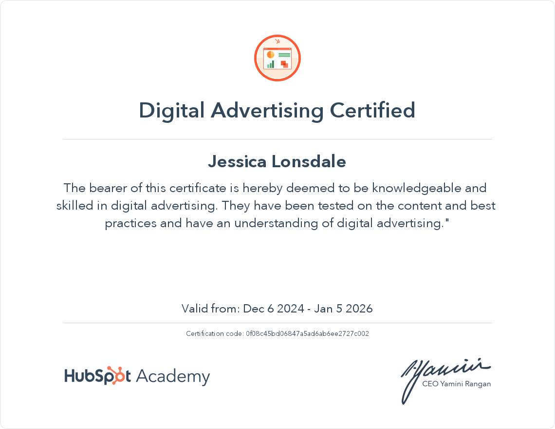 Your certificate
