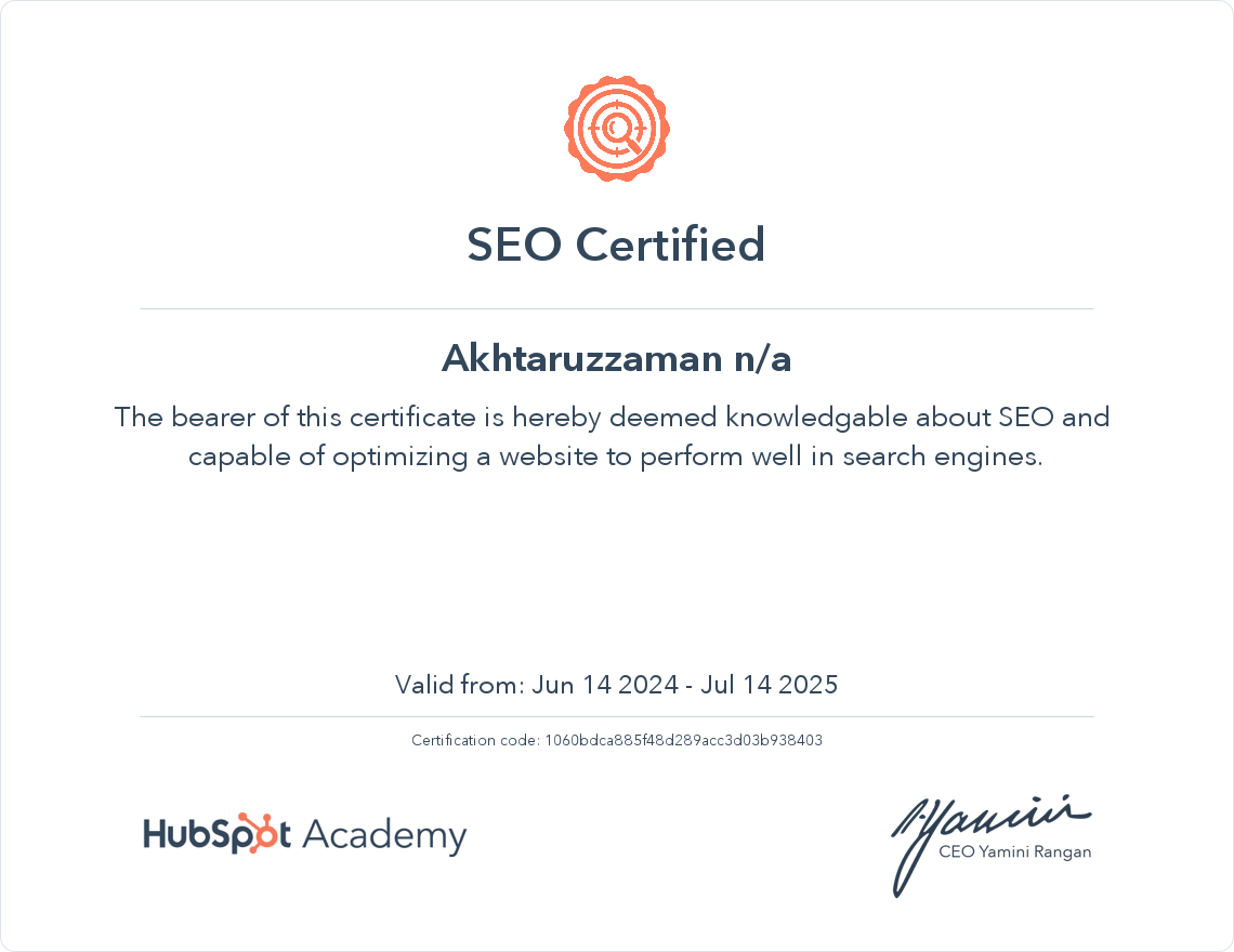 Your certificate