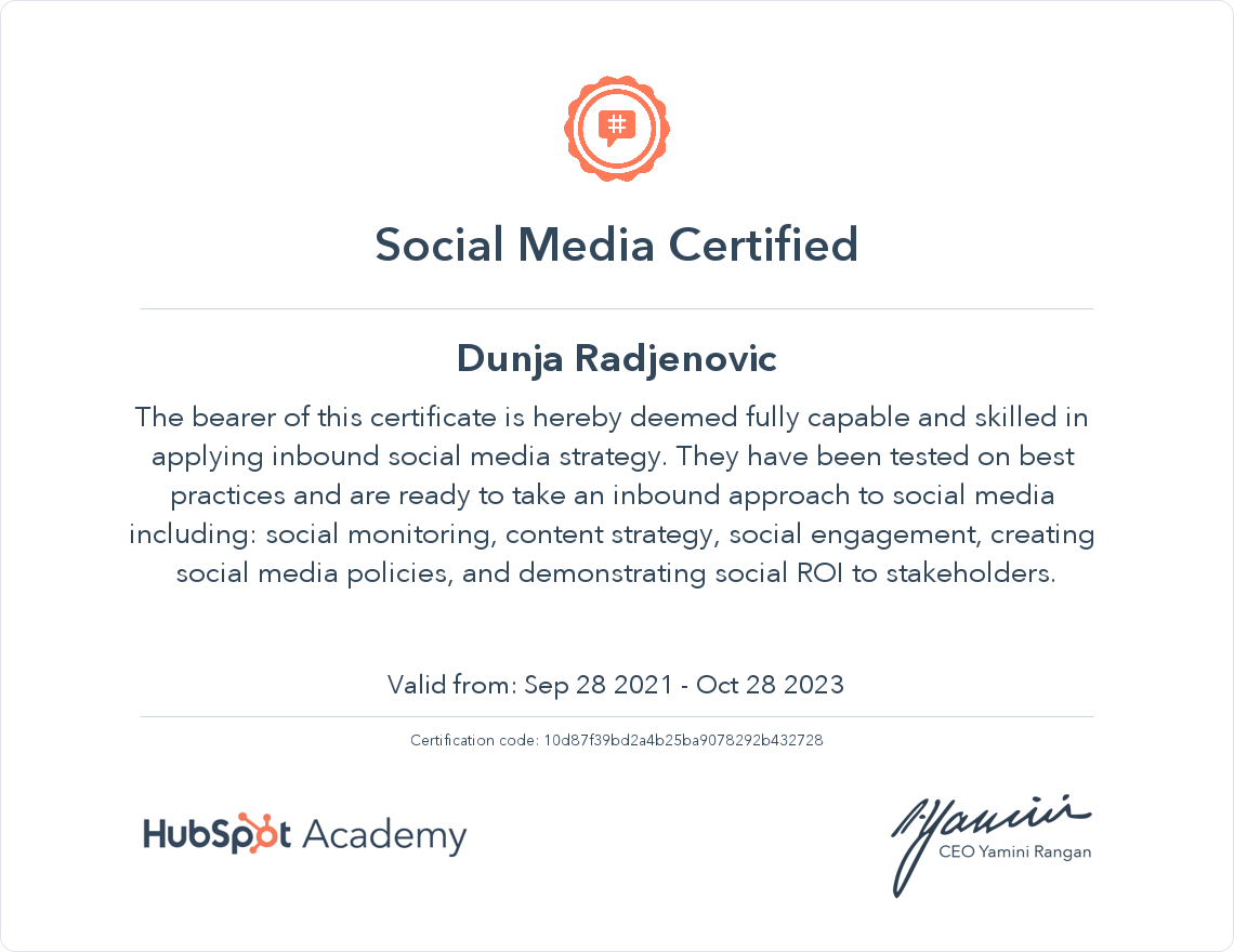 Your certificate