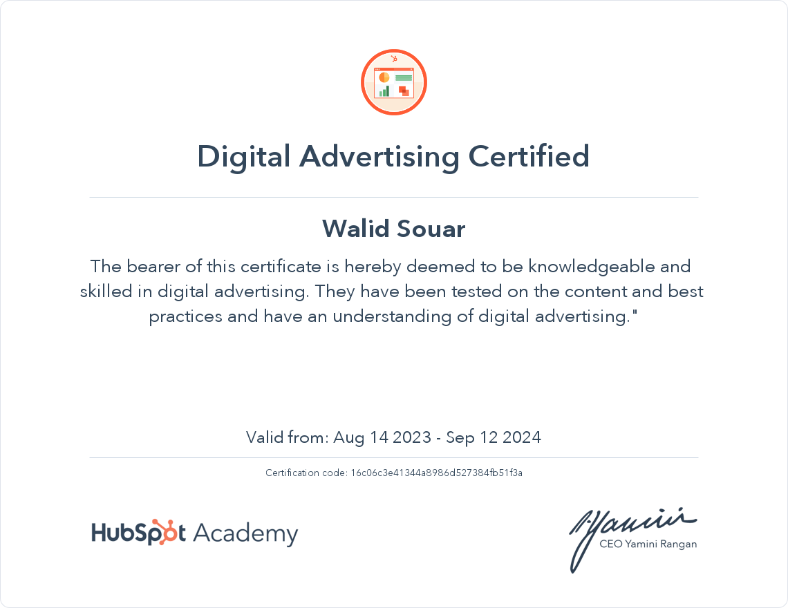 Your certificate