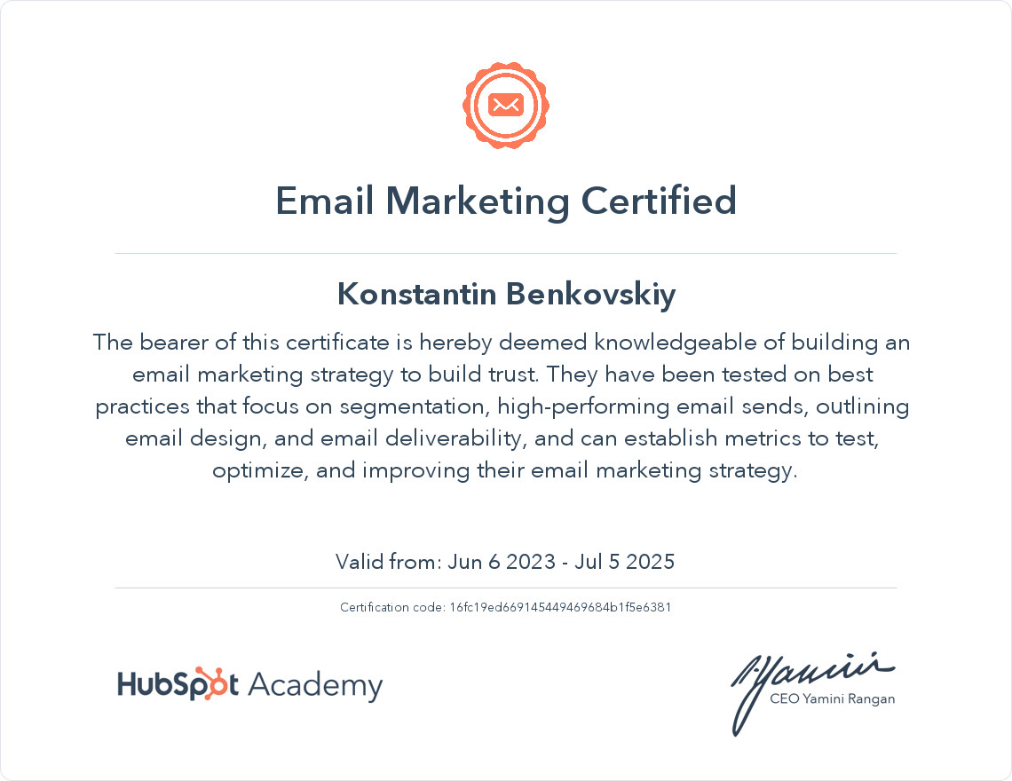Your certificate