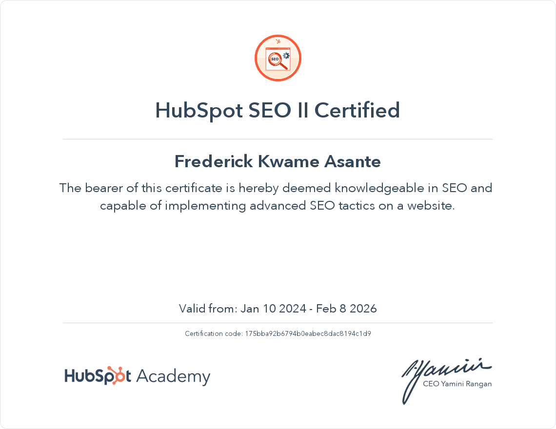 Your certificate