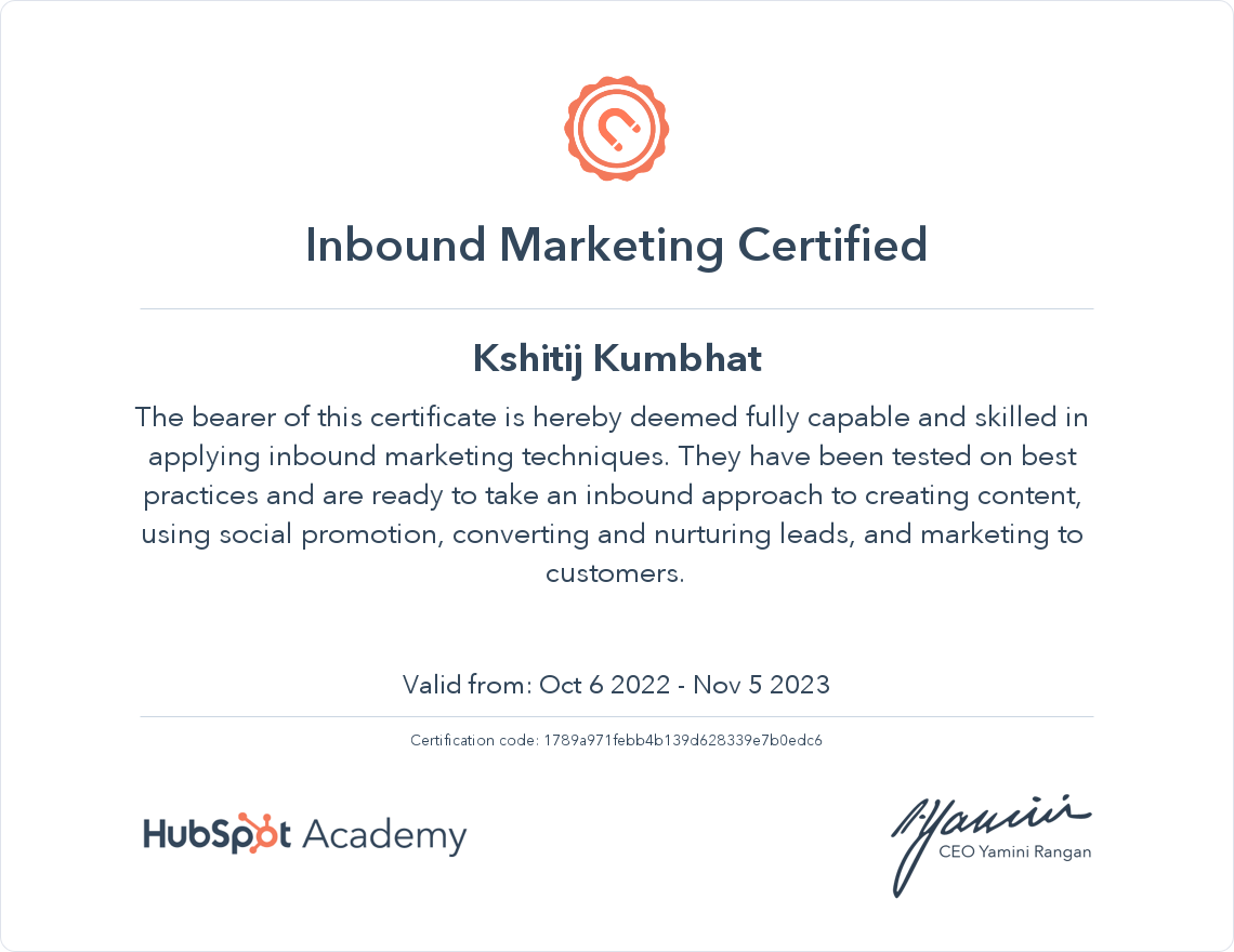 Your certificate