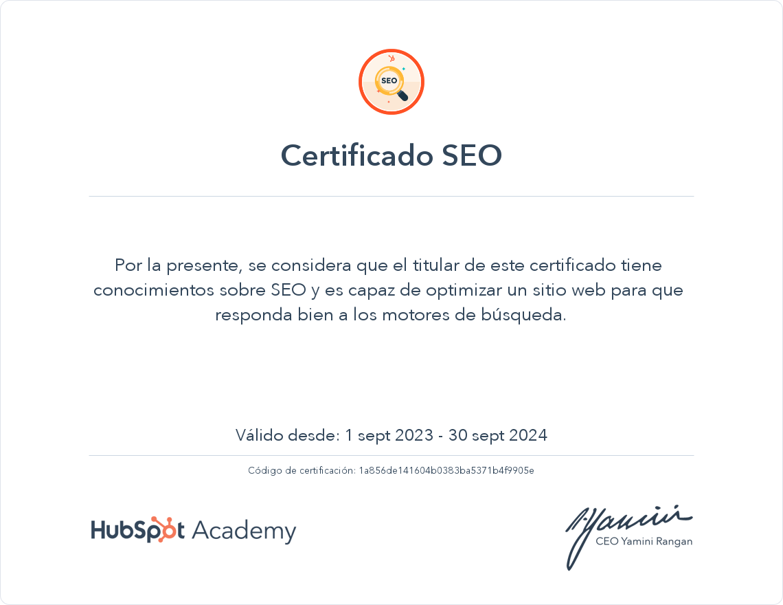HubSpot Academy SEO Certification