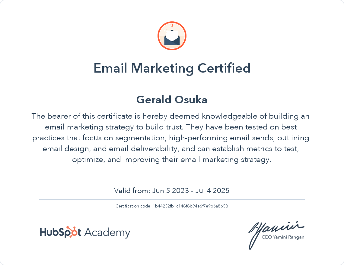 Your certificate