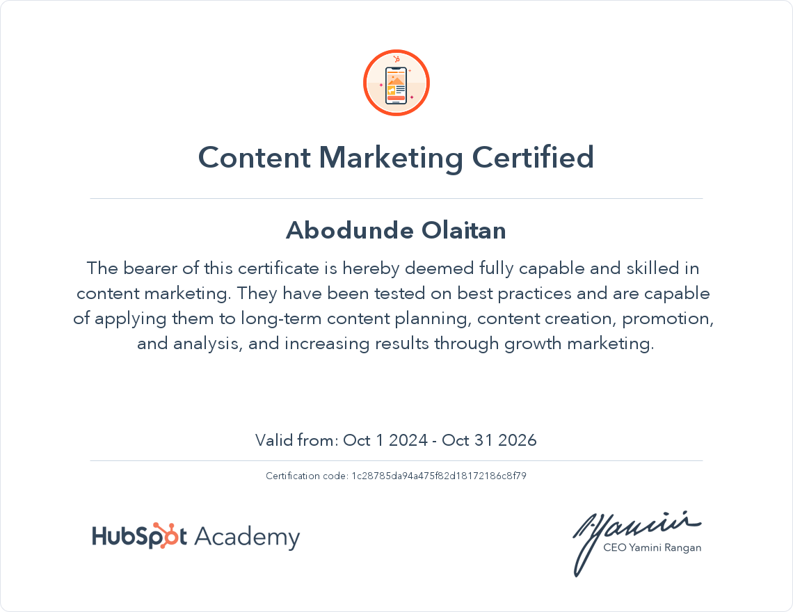 Your certificate