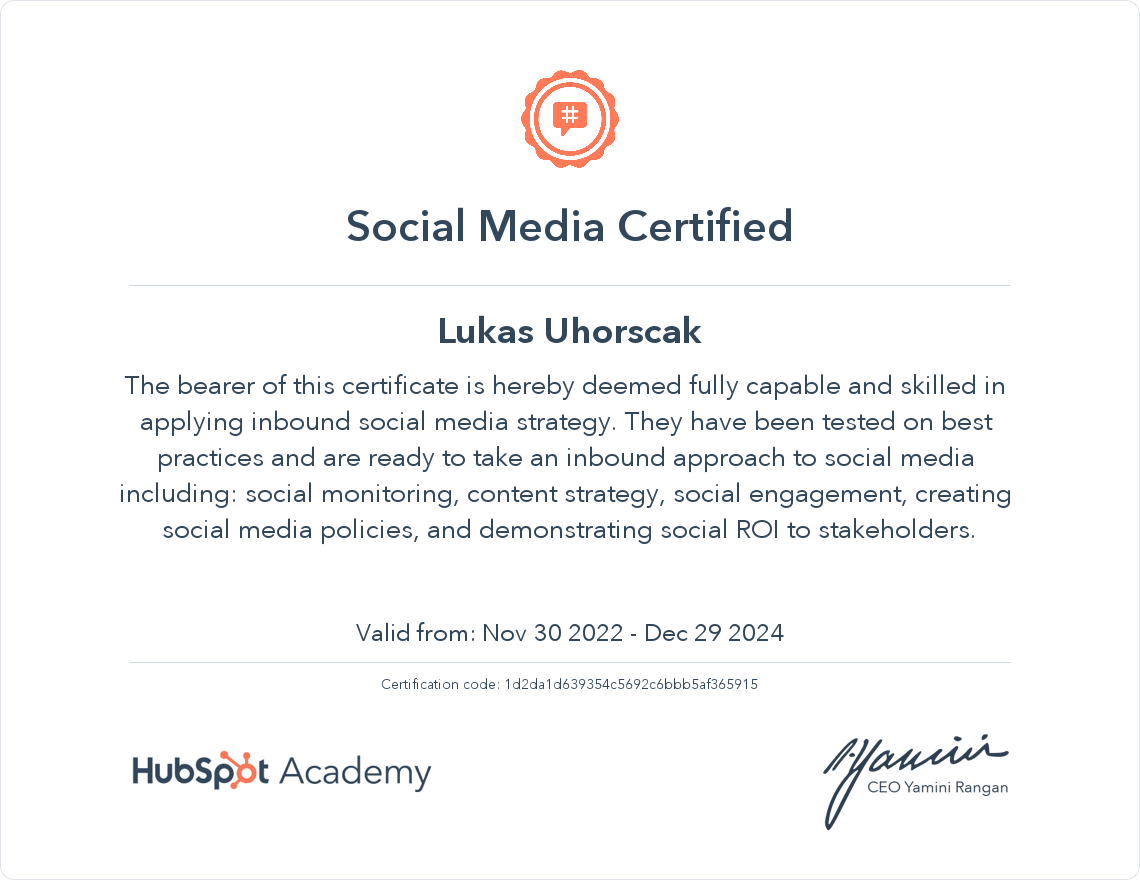 Your certificate