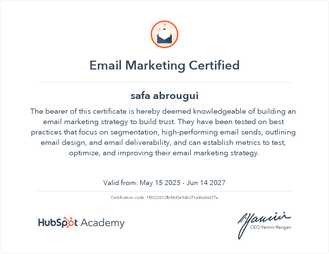 Your certificate