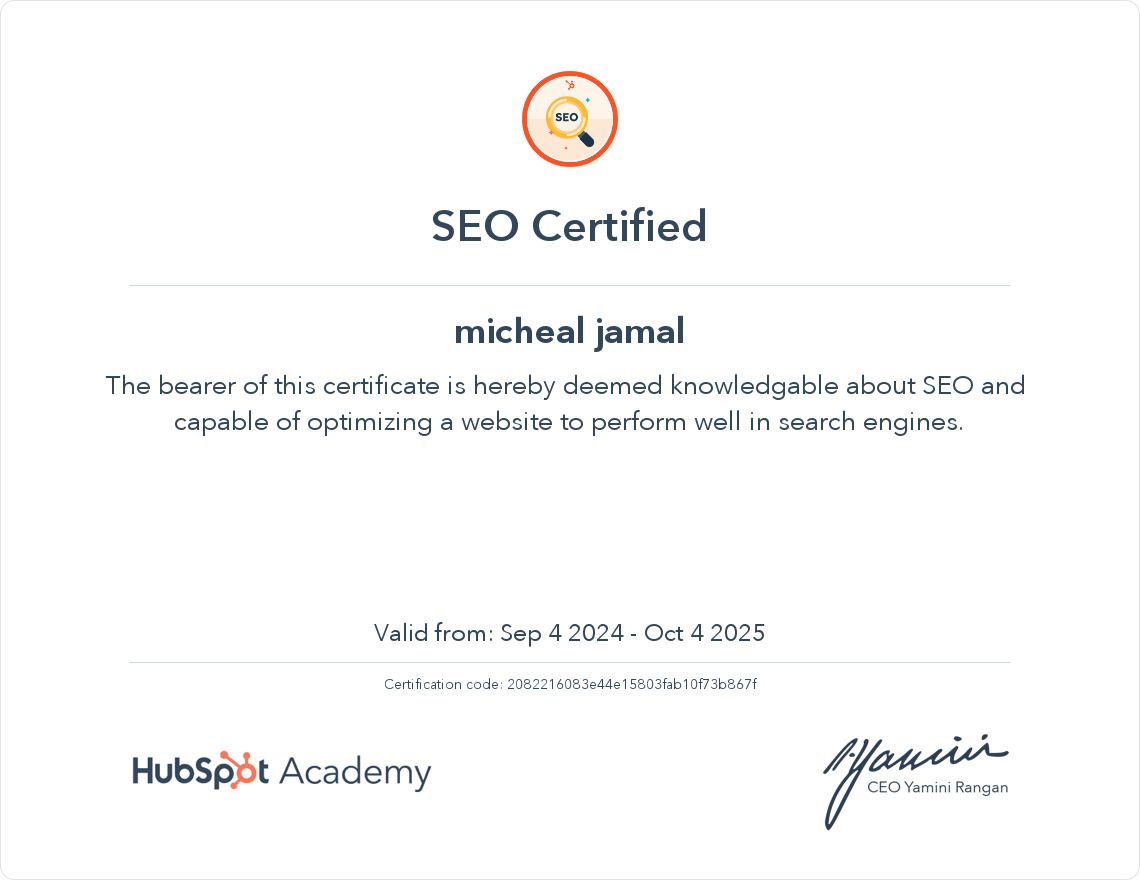 Your certificate