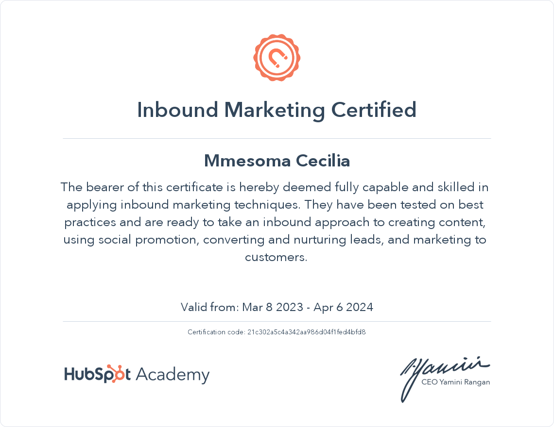 Your certificate