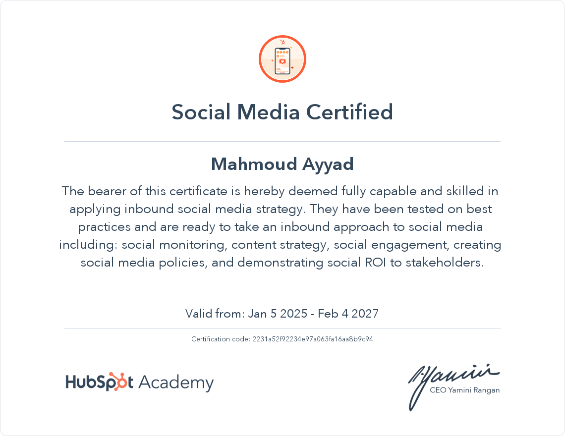 Your certificate