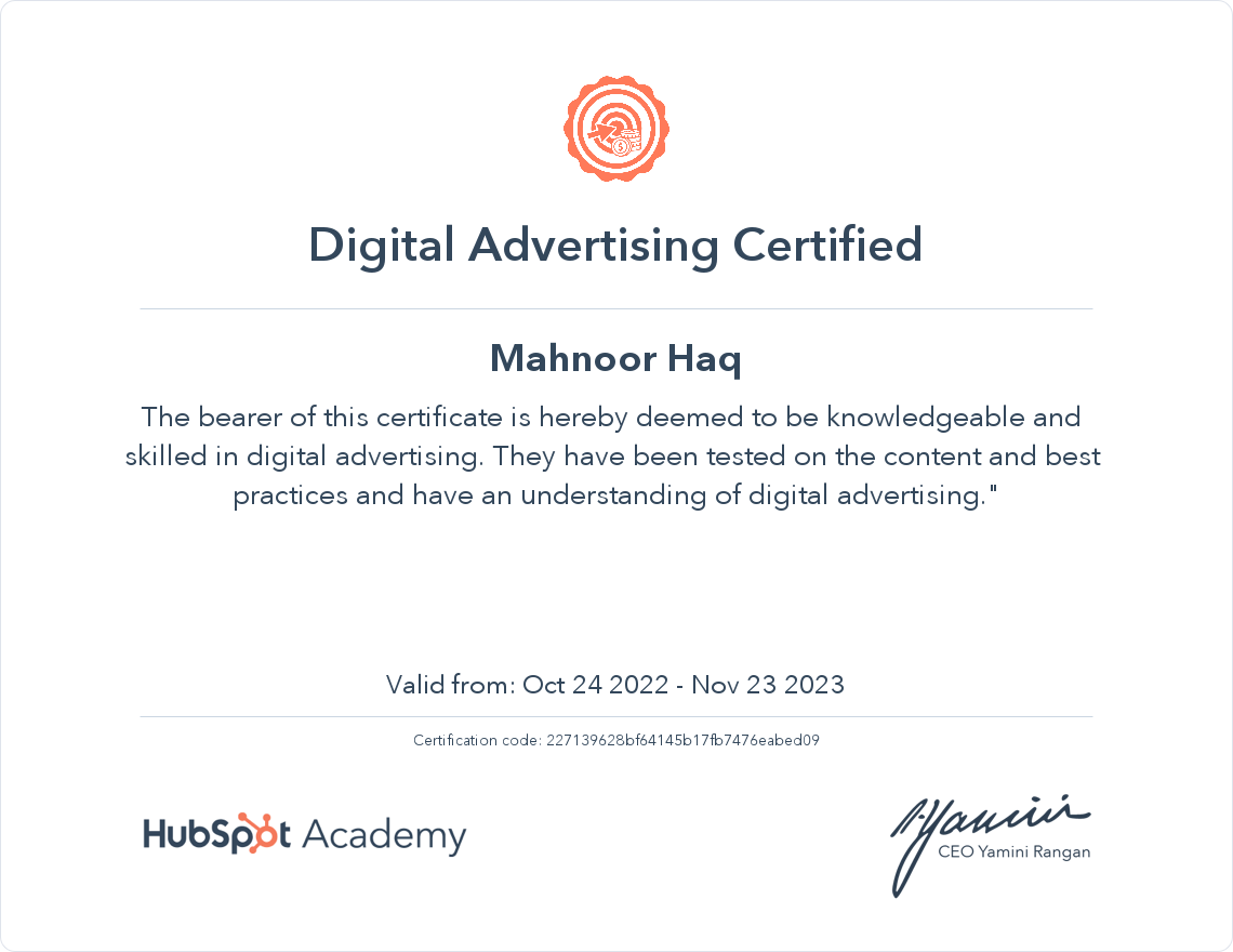 Your certificate