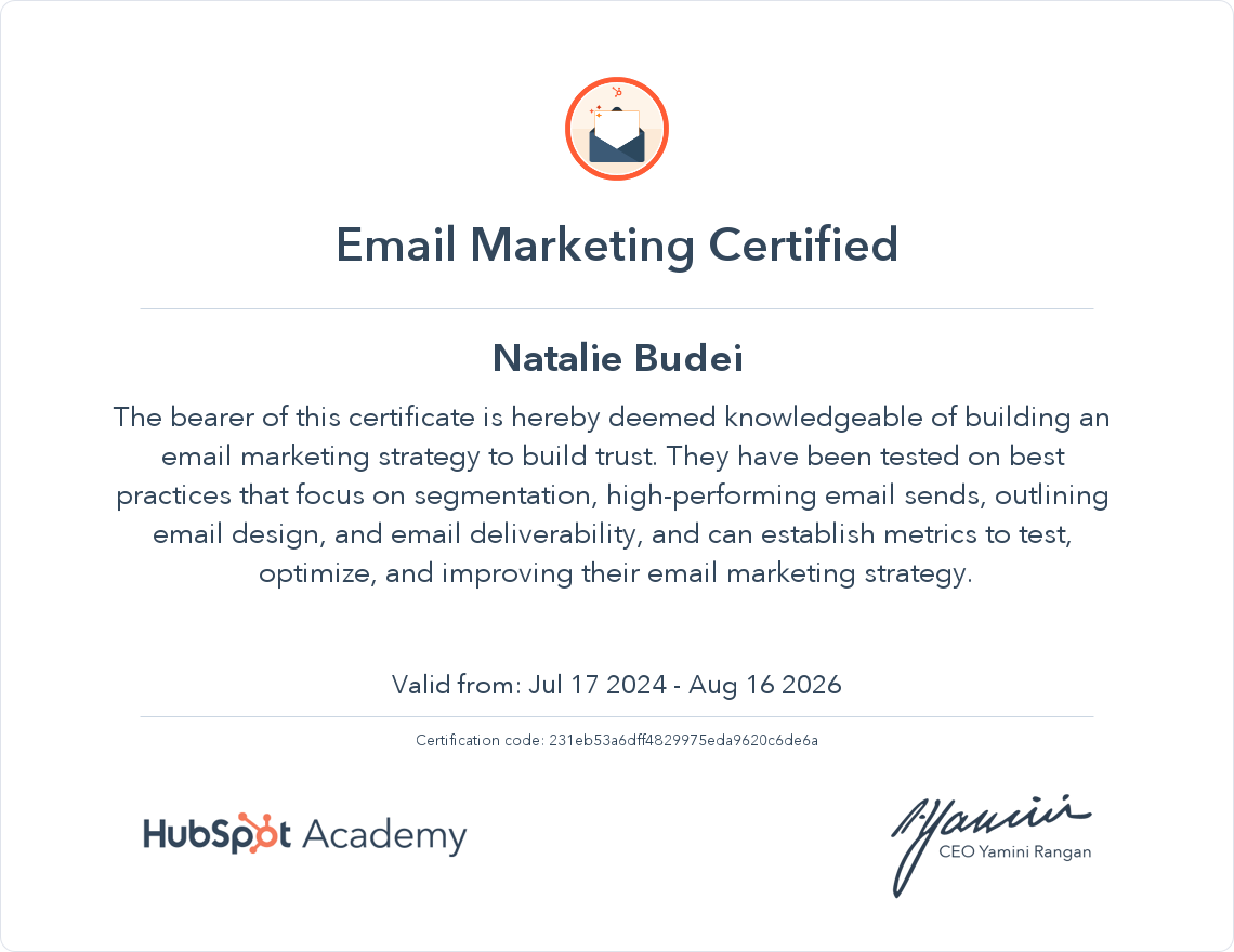 Your certificate