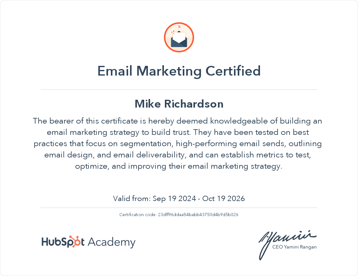 Your certificate