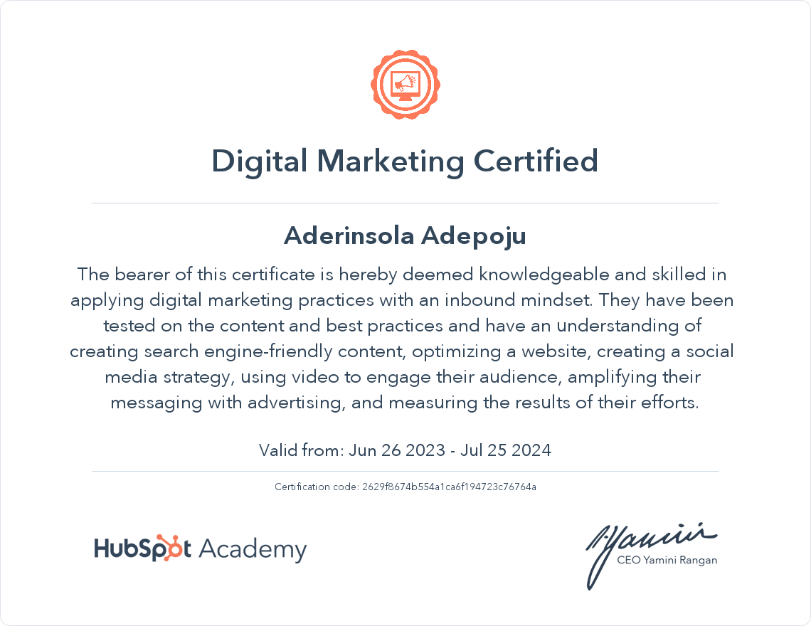 Your certificate