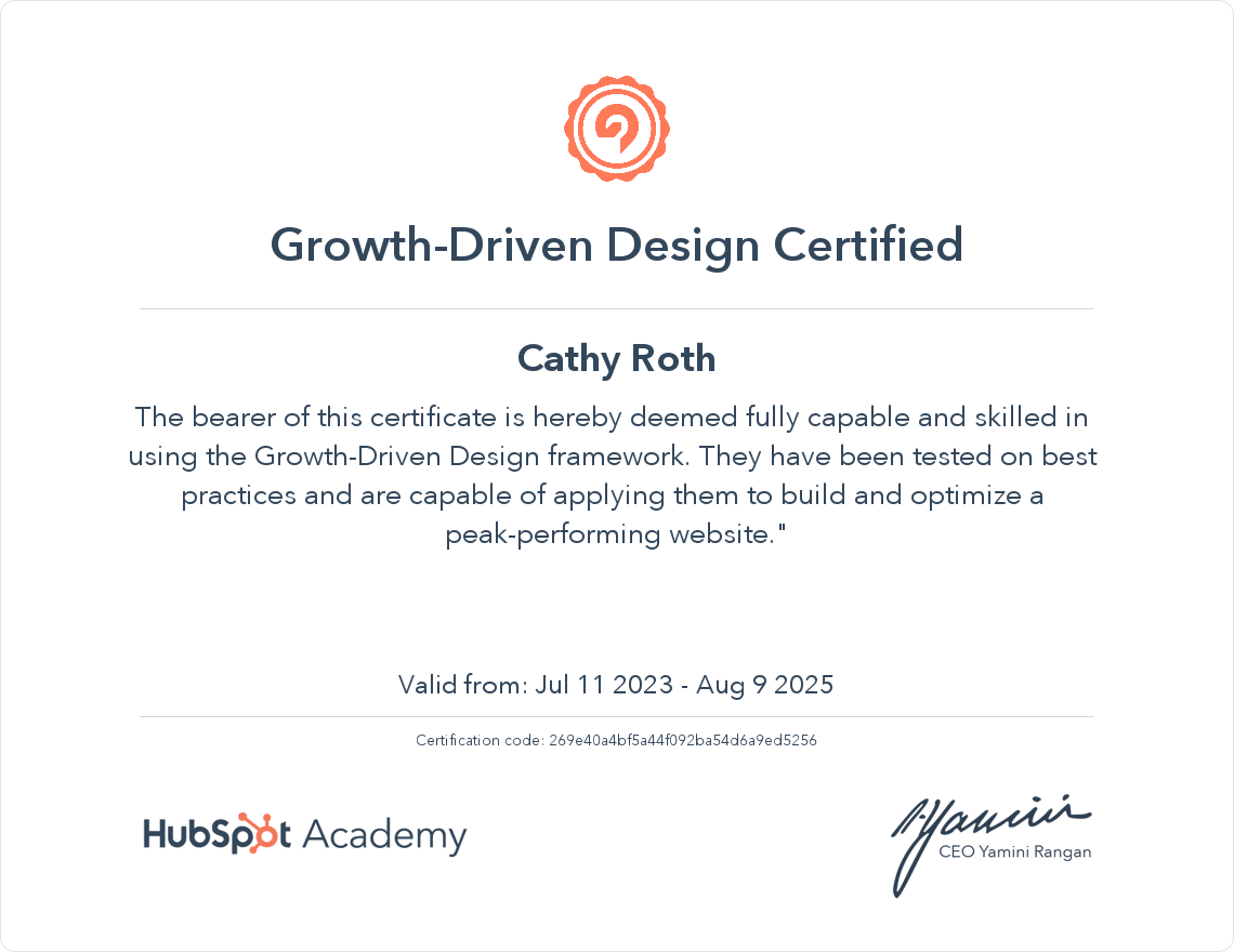 HubSpot Academy Growth-Driven Design Certification