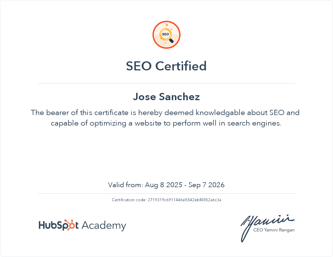 SEO Certification