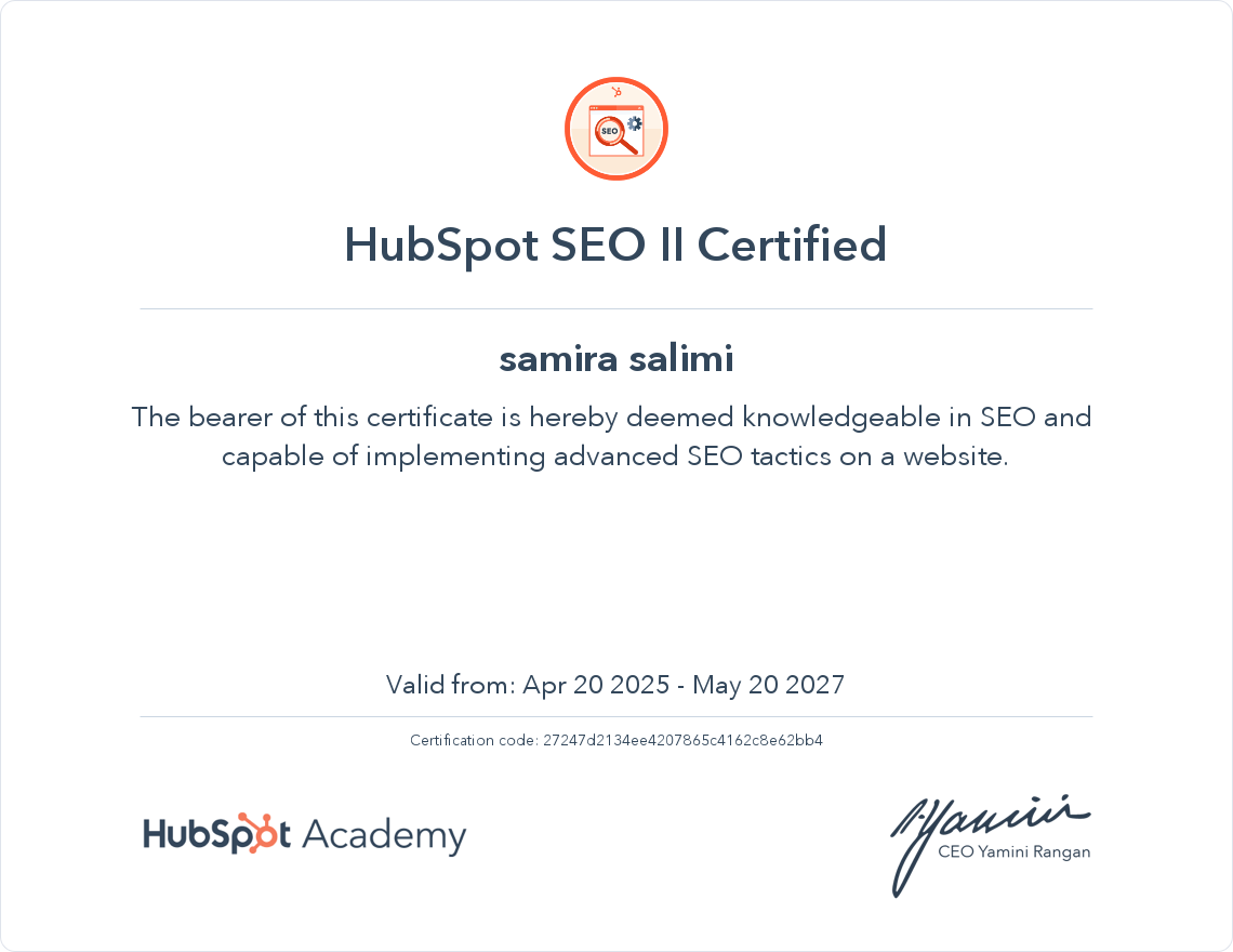 Your certificate