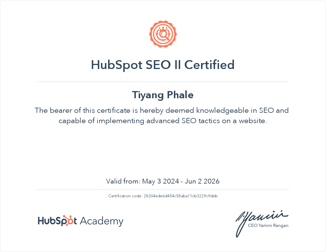 Your certificate