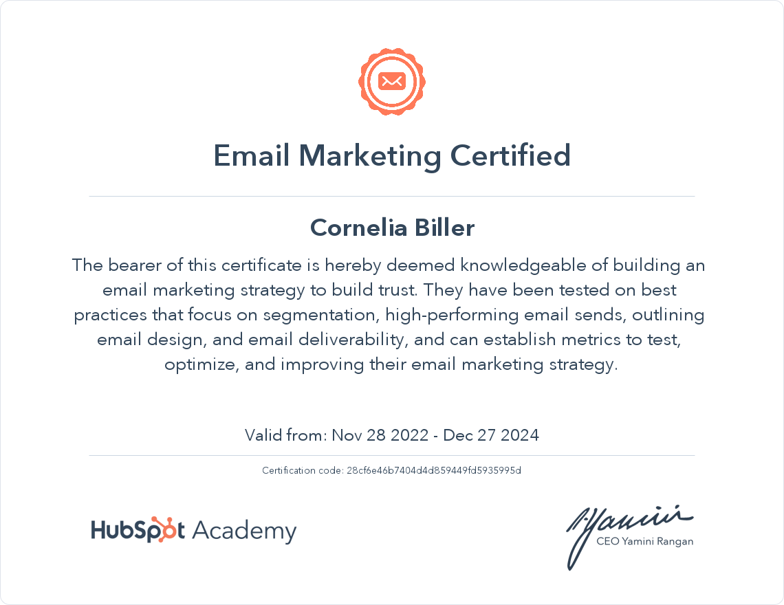 Your certificate