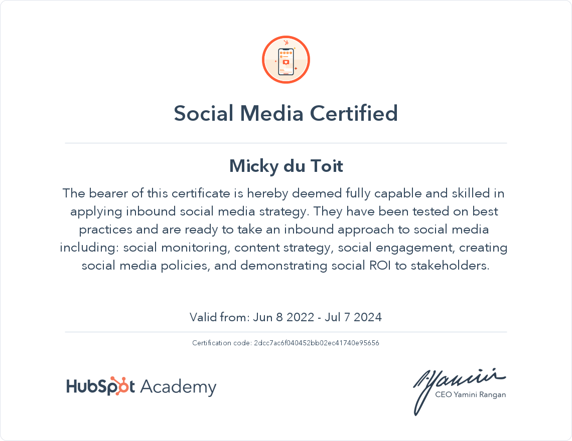 Your certificate