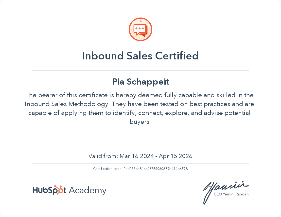 Your certificate