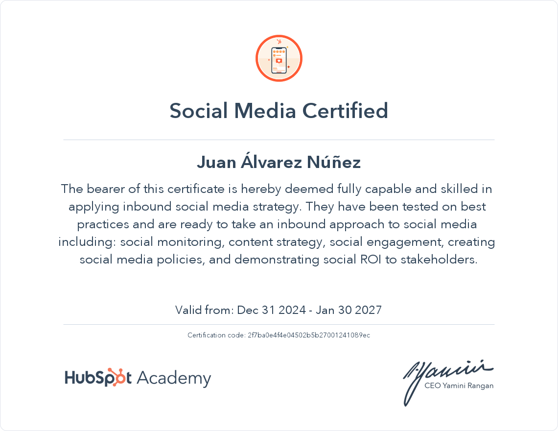 Your certificate