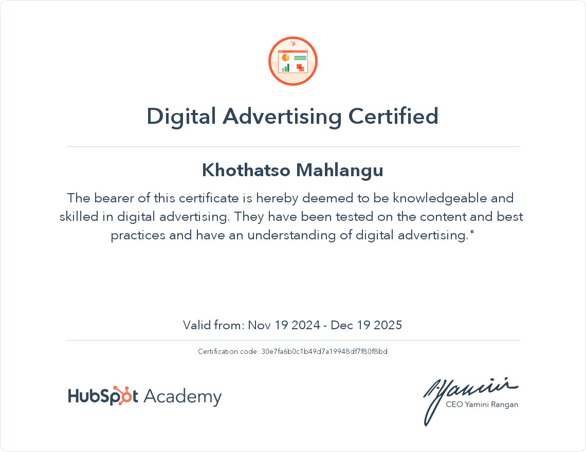 Your certificate