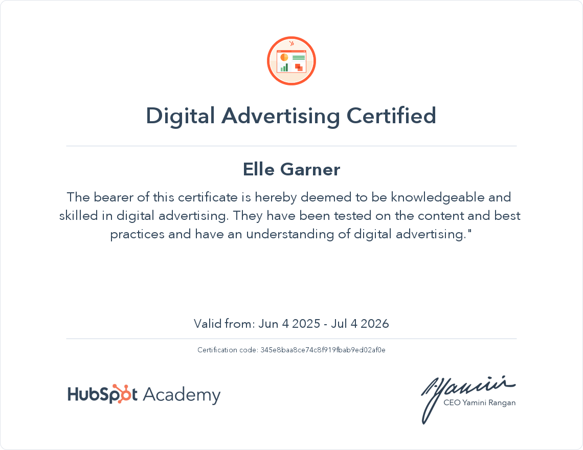 Your certificate
