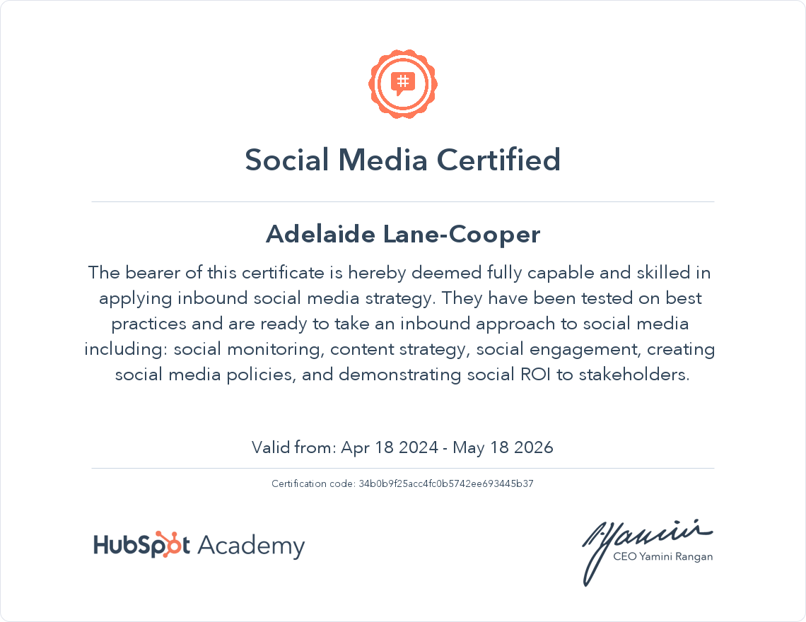 Your certificate