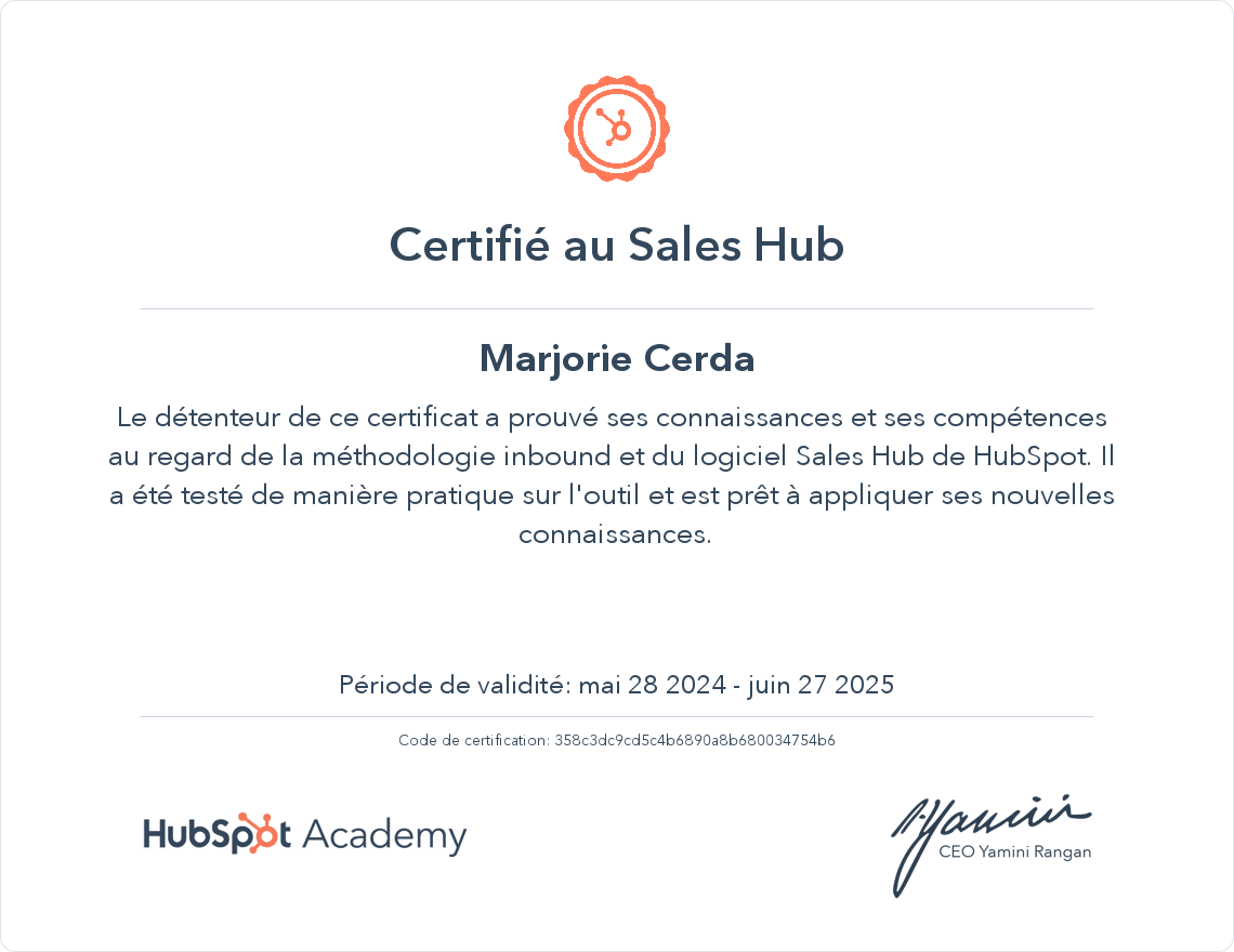 Votre certificat
