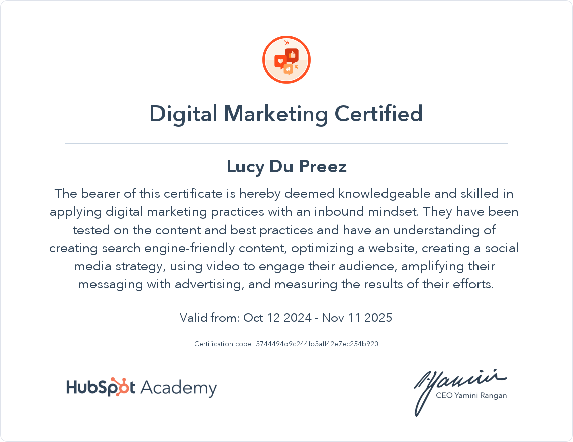 Your certificate