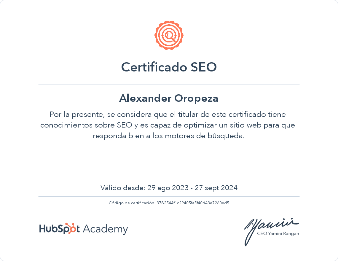 HubSpot Academy SEO Certification