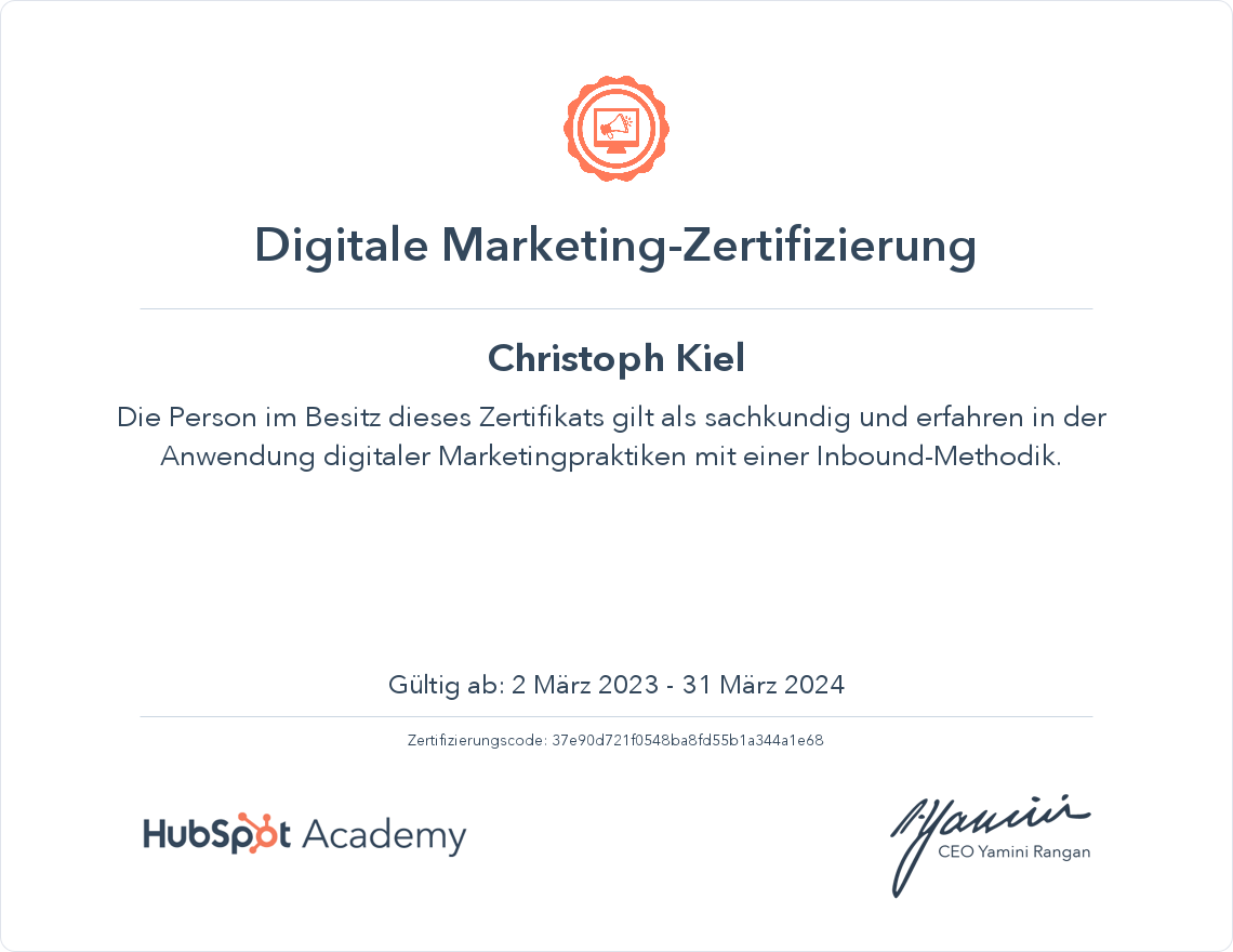 Your certificate
