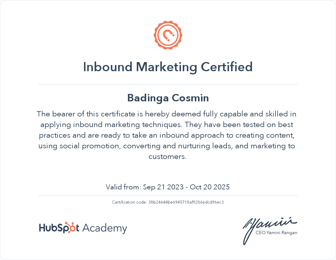 Your certificate